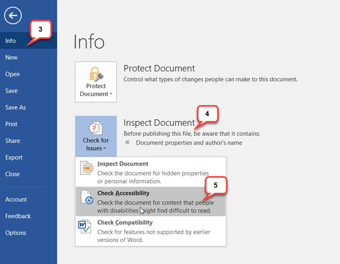 inspect document in office 365 for mac
